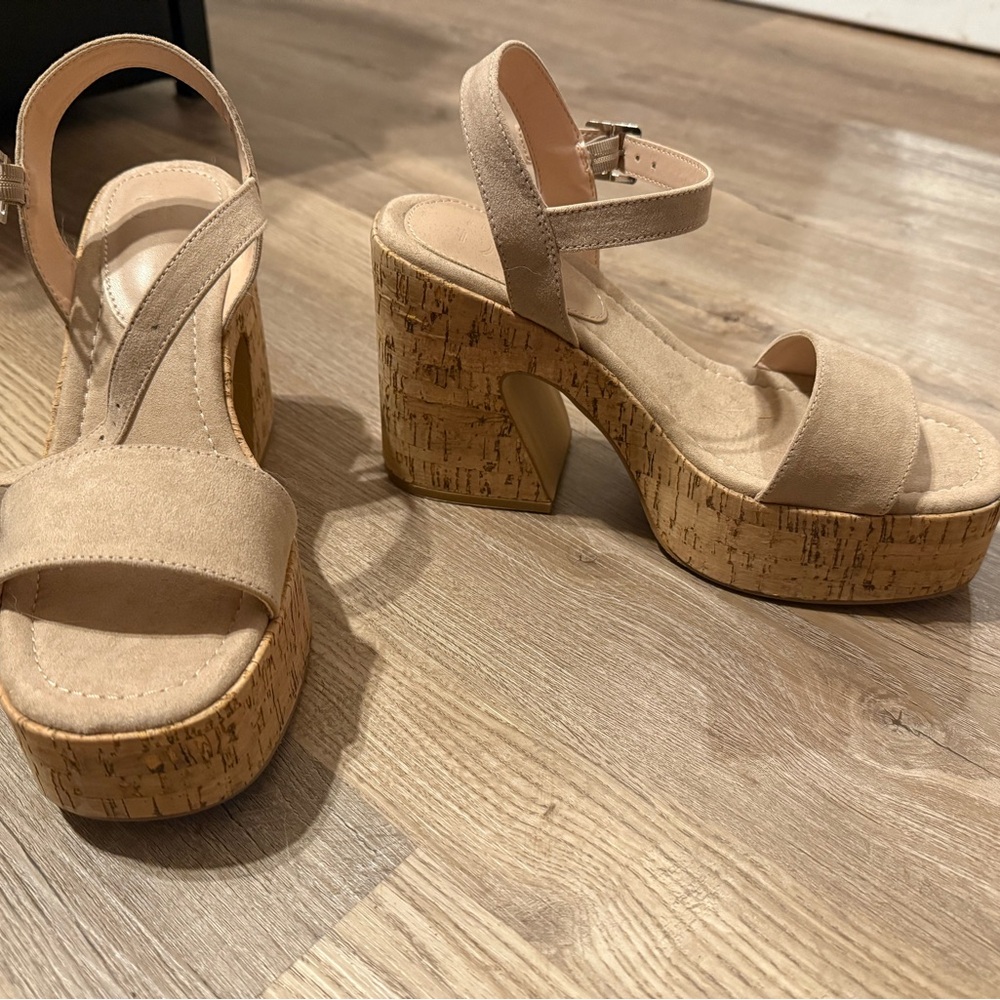 JustFab Beige Platform Sandals